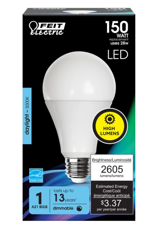 FEIT Electric Enhance A21 E26 (Medium) LED Bulb Daylight 150 watt Watt Equivalence 1 pk