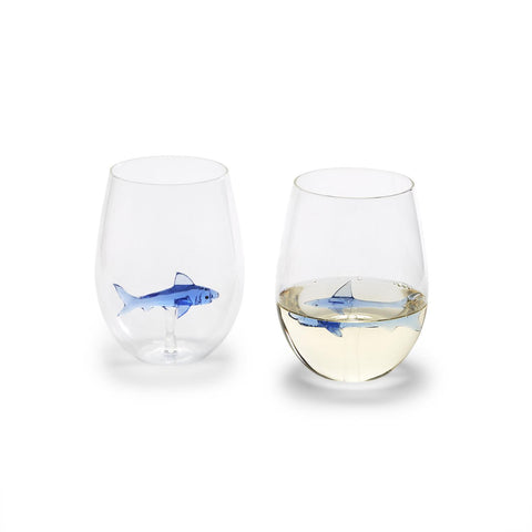 Great White Shark Stemless Wine Glass