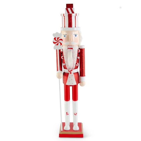 Red and White Glittered Nutcracker with Present Hat