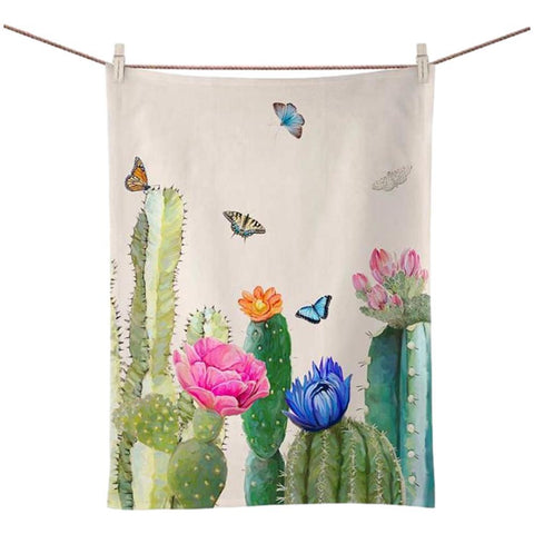 Greenbox Art - Tea Towel - Bright Cactus Blooms