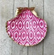Decoupage Shell Trinket Dish - Pink Ikat