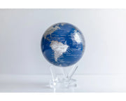 Mova - Spinning Globe - Blue and Silver Map 6"