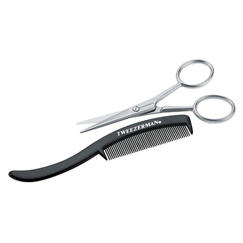 Tweezerman - Moustache Comb + Scissor Set