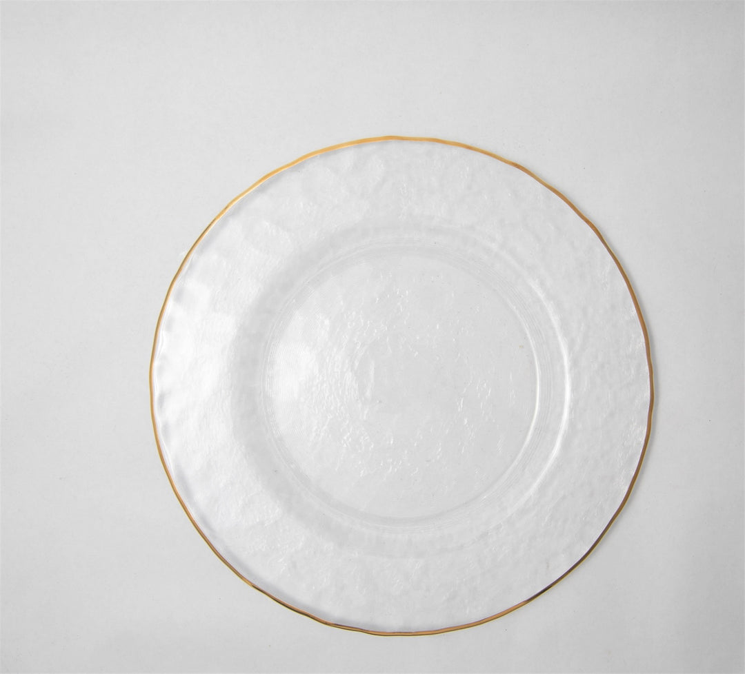 Ice Glass Dinner Plate with Gold Rim
