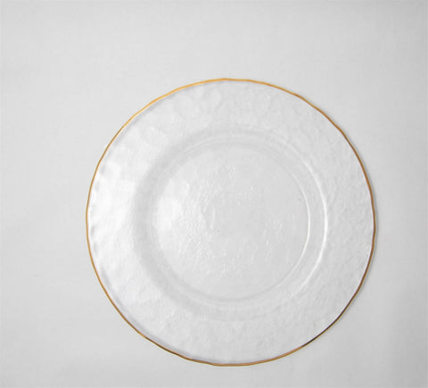 Ice Glass Dinner Plate with Gold Rim