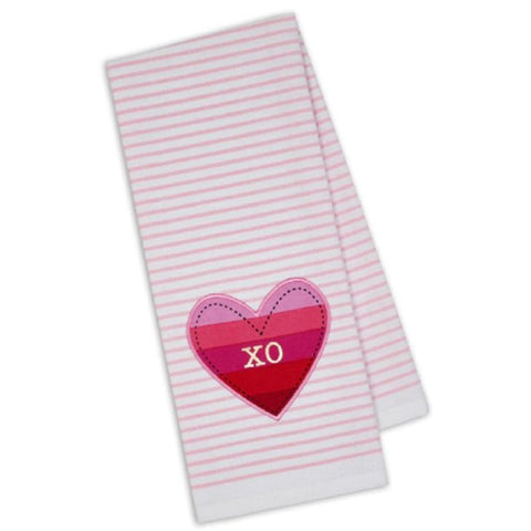 XO Heart Embellished Dishtowel