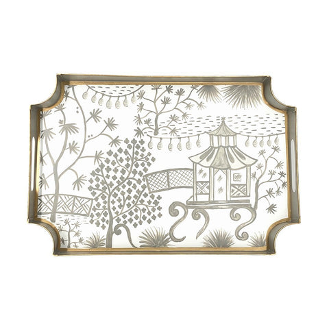 Garden Party Jaye Tray - White and Taupe