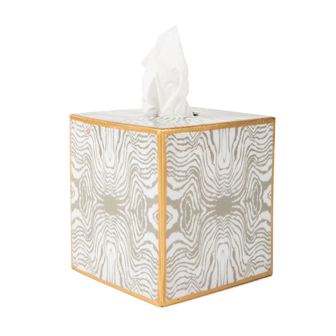 Enameled Tissue Box Cover - Faux Bois Taupe