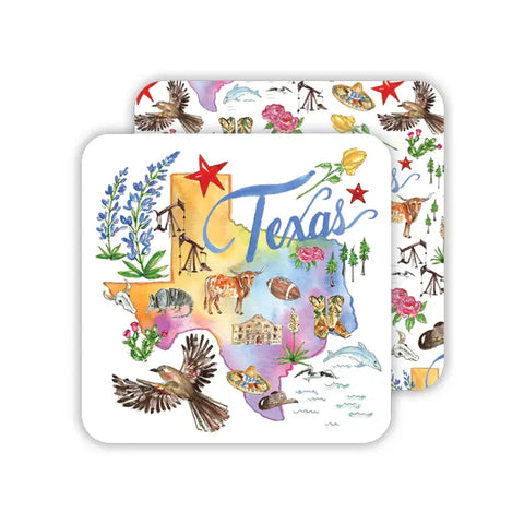 Rosanne Beck Collections - Handpainted Paper Coasters - Texas Icons