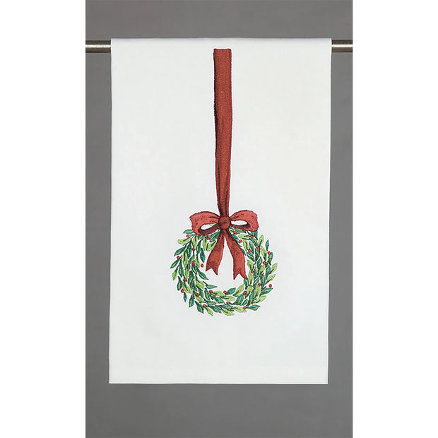 Christmas Wreath Bow Kitchen Towel