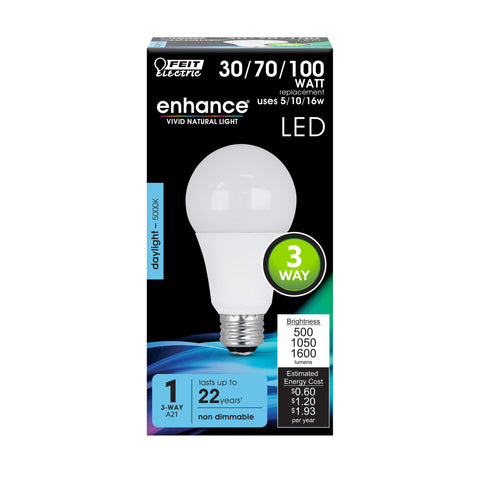 FEIT Electric Enhance A21 E26 (Medium) LED Bulb Daylight 30/70/100 Watt Equivalence