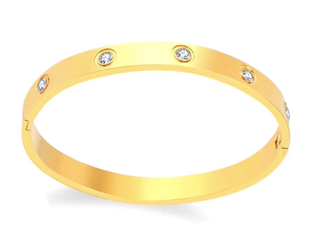 Gold Solitaire Bangle