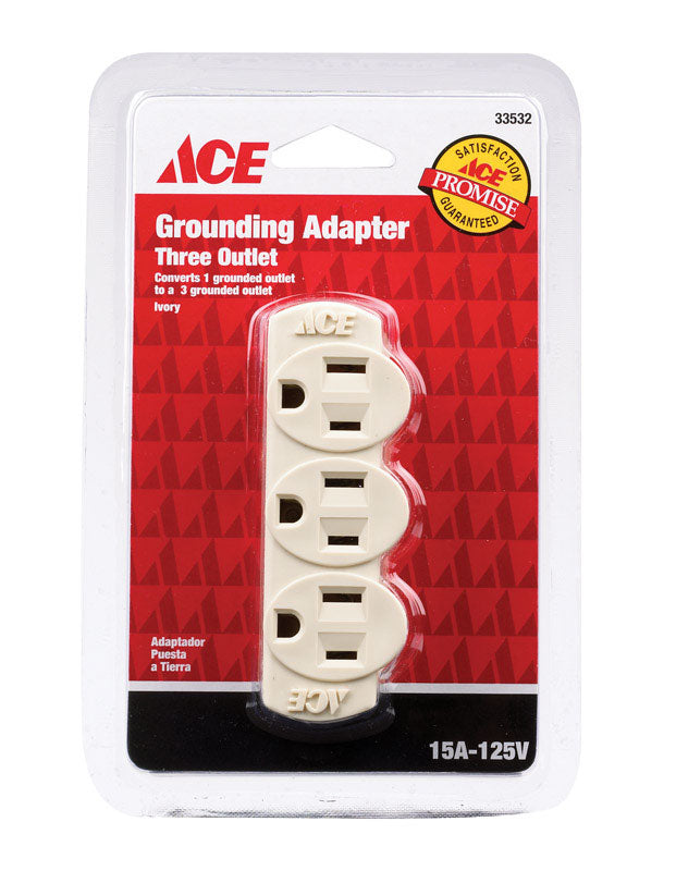 Ace - Three Outlet Grounding Adapter