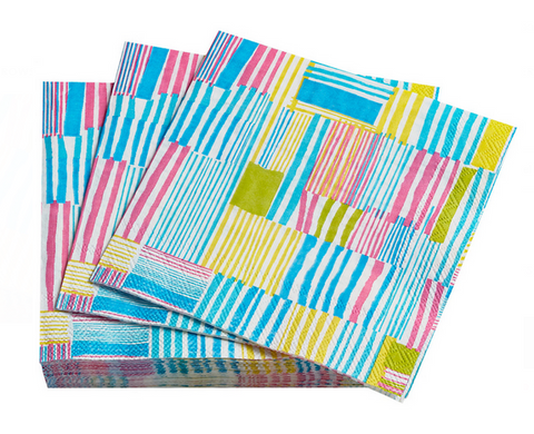 Annie Selke - Block Stripe Multi Paper Cocktail Napkins