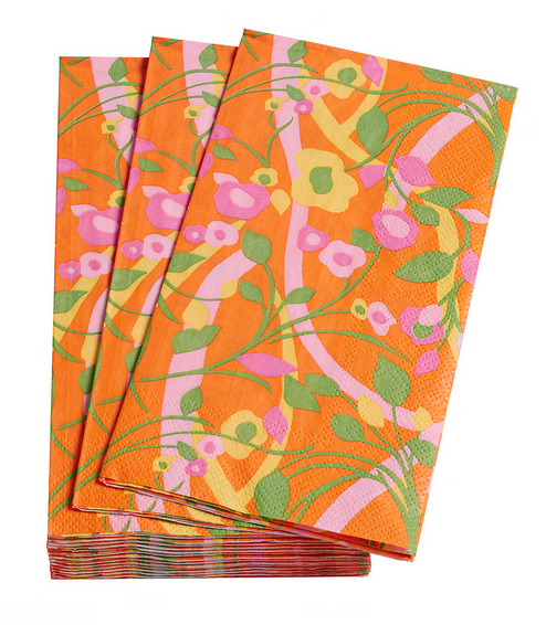 Annie Selke - Bright Floral Orange Paper Guest Towels