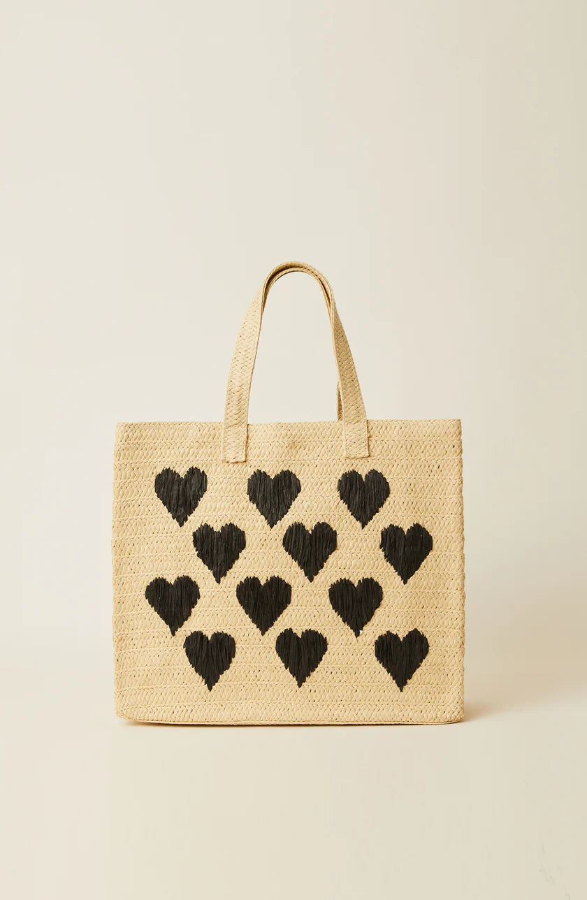 Be Mine Woven Tote - Natural Black