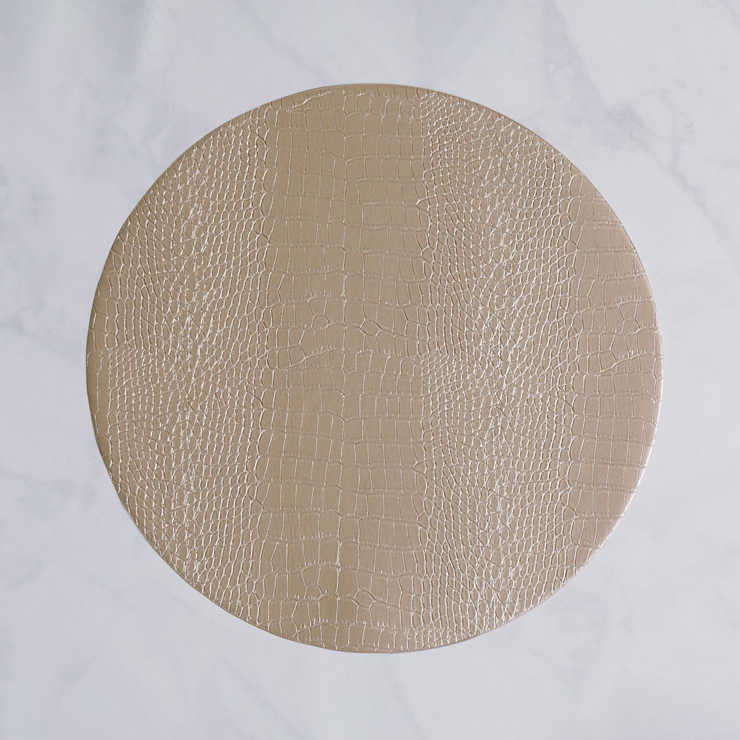 Beatriz Ball - Vida Croc Reversible Round Placemat - Silver and Gold