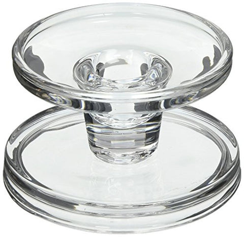 Bobbin Reversible Glass Candle Holder Clear