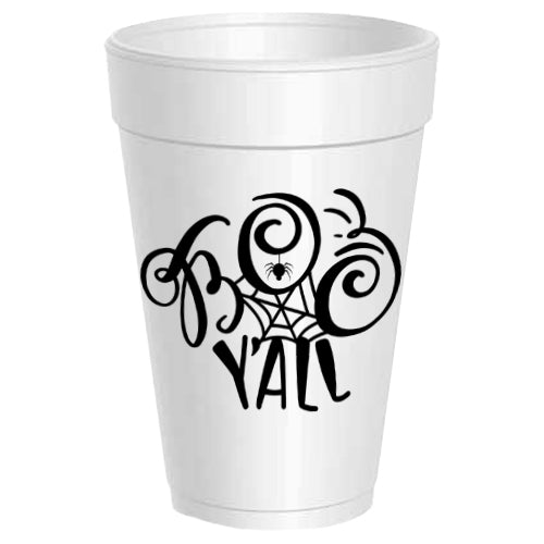 Boo Y'all Web Styrofoam Cups