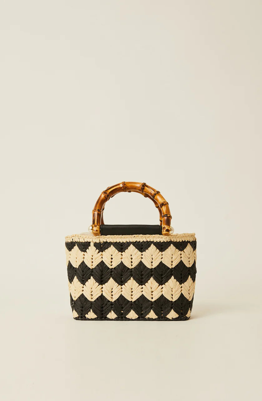 Bria Mini Woven Handbag - Natural Black
