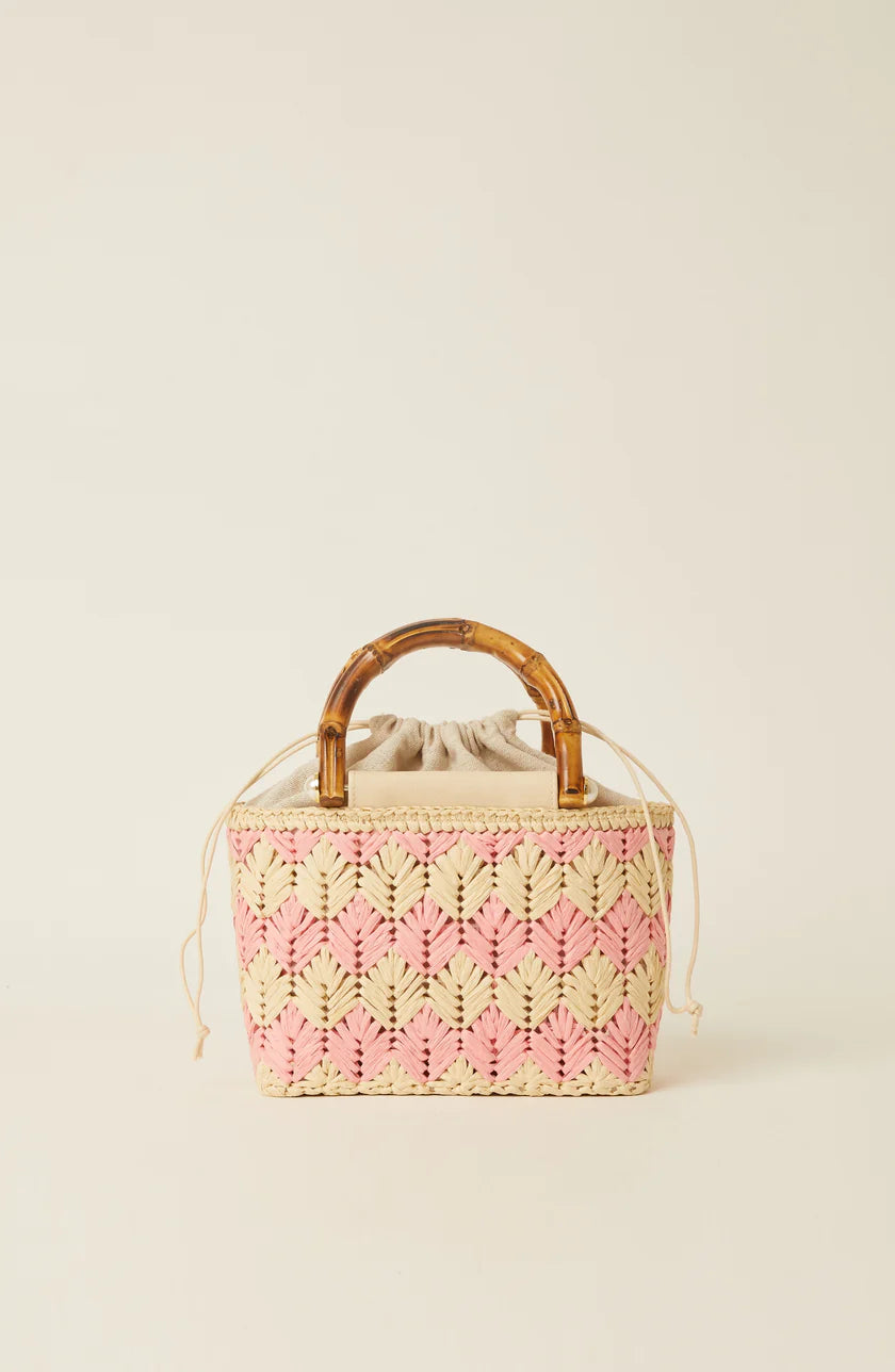 Bria Mini Woven Handbag - Natural Rose