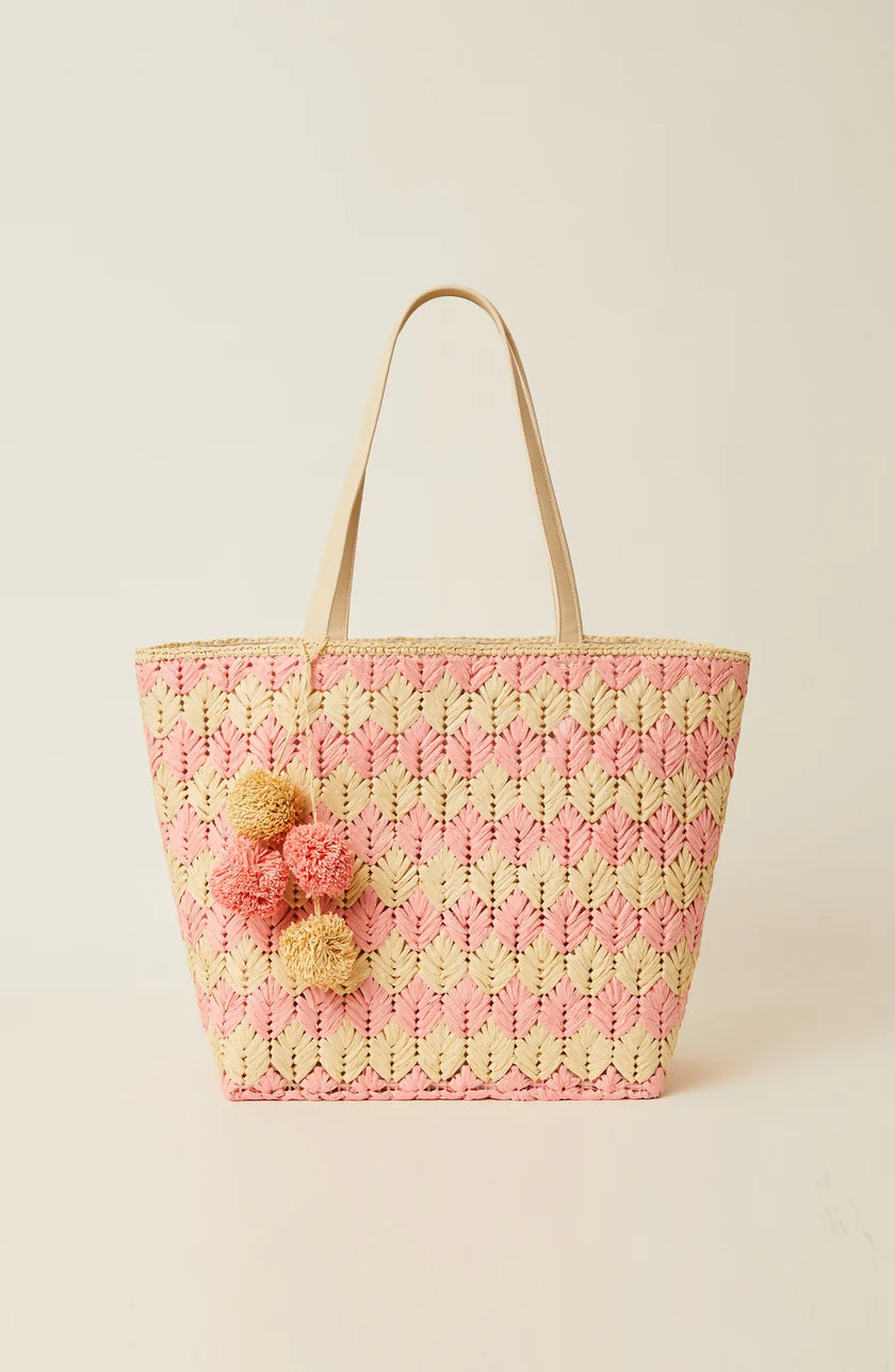Large Bria Woven Tote - Natural Pink