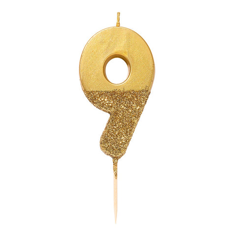 We Heart Birthday Glitter No. 9 Gold Candle