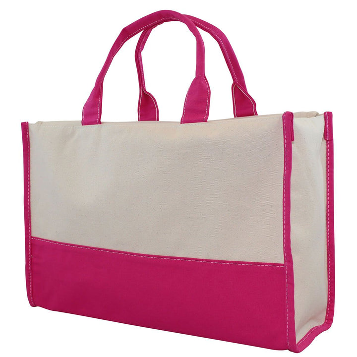 Vivera Tote Bag - Natural & Hot Pink