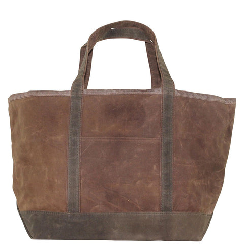 Waxed Canvas Large Boat Tote - Khaki with Olive Trim