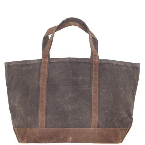 Waxed Canvas Large Boat Tote - Olive with Khaki Trim