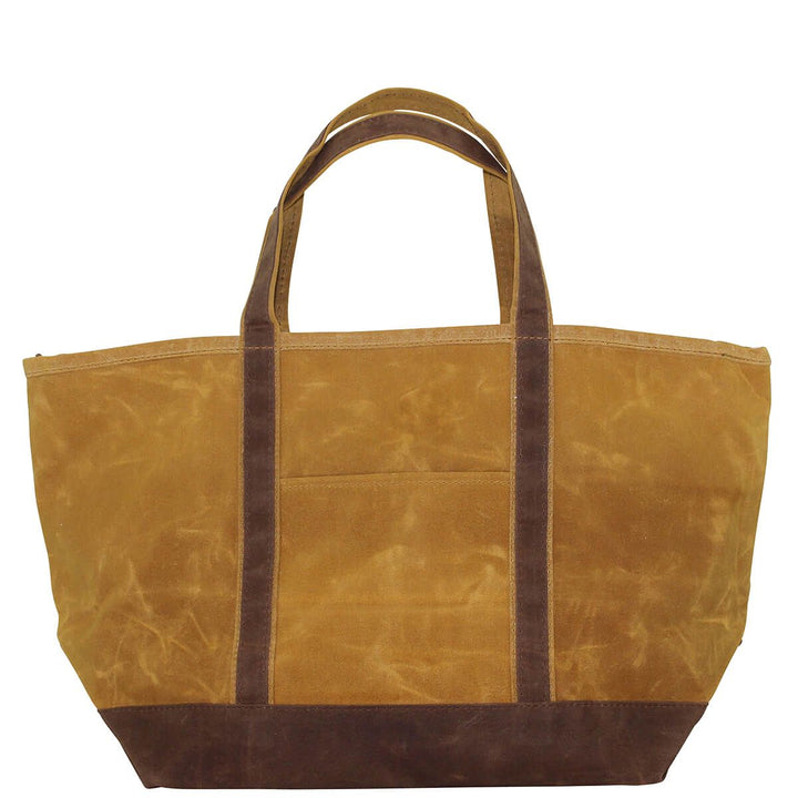 Waxed Canvas Large Boat Tote - Yellow with Khaki Trim