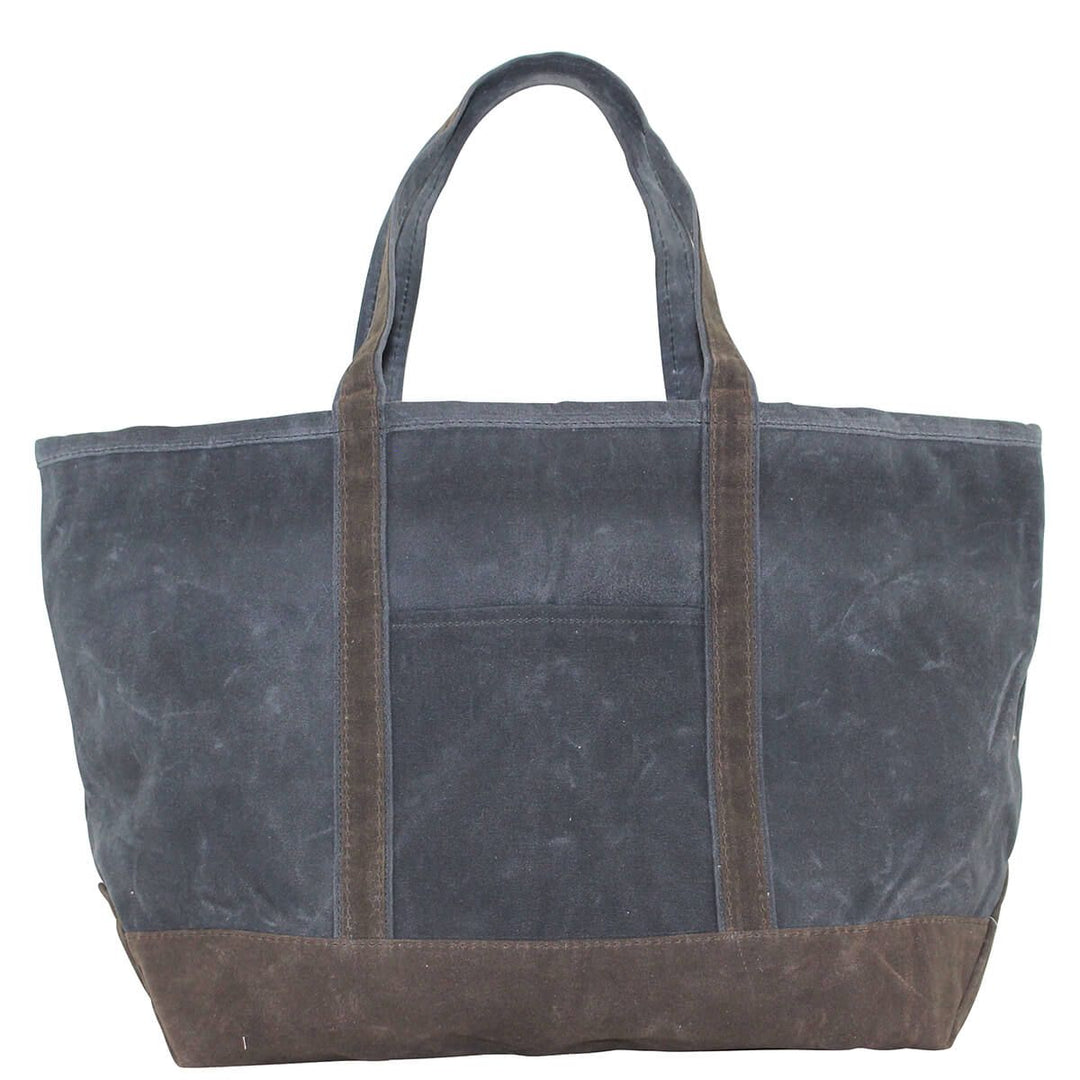 Waxed Canvas Large Boat Tote - Slate with Olive Trim