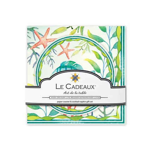Le Cadeaux - Cocktail Napkins with Coasters Set - La Mer