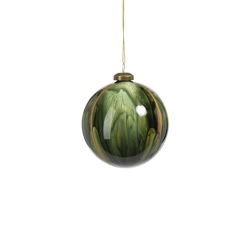 Water Color Glass Ornament - Shiny Green - Medium