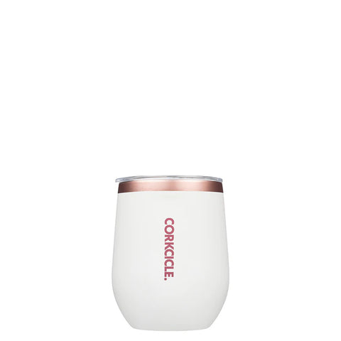 Corkcicle – Stemless Insulated Wine Tumbler – White Rose