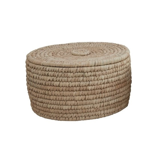 Hand-woven Grass & Date Leaf Basket with Lid