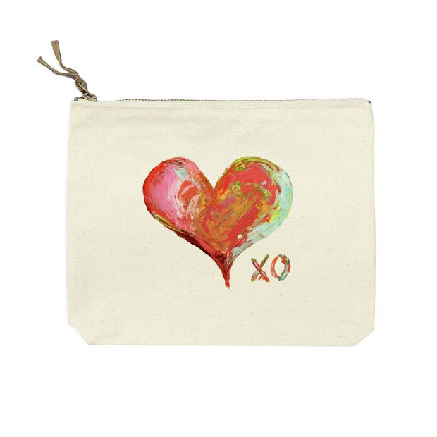 French Graffiti - Canvas Cosmetic Bag - XO Heart