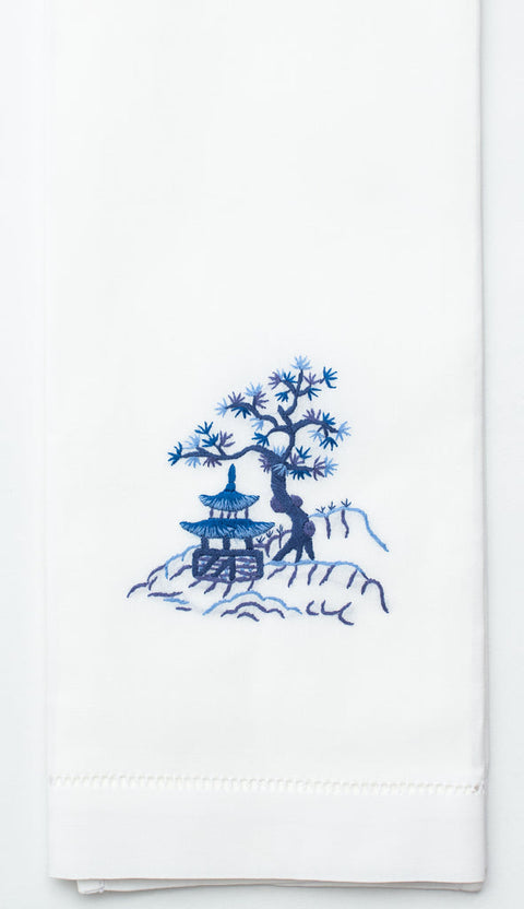 Blue Canton Embroidered Hand Towel
