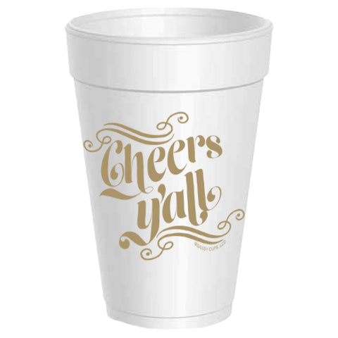 Cheers Y'all Swirled Styrofoam Cups