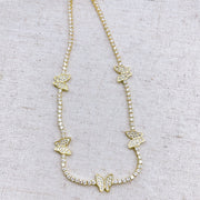 Crystal Butterfly Gold Necklace