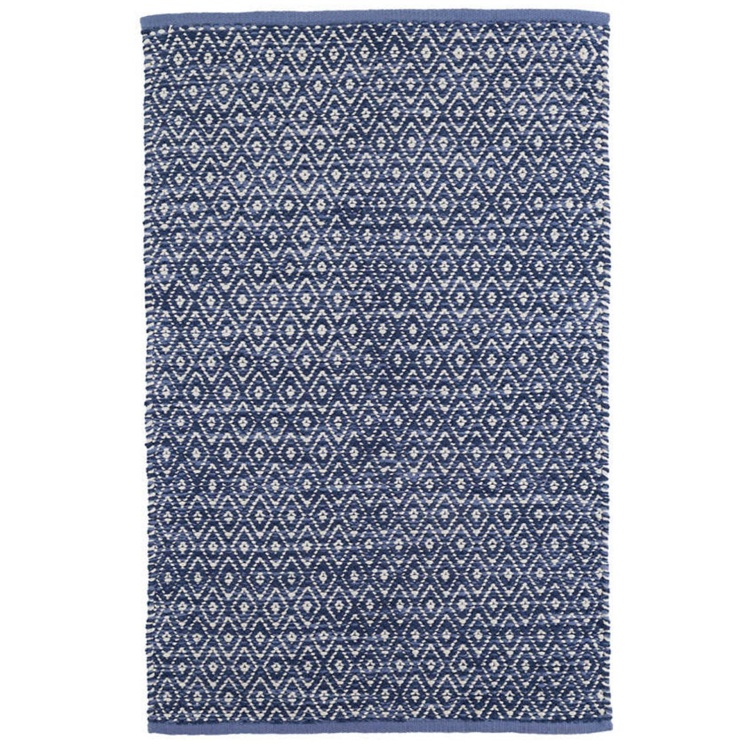Dash & Albert - Diamond Chenille Blue Woven Cotton Rug 2x3