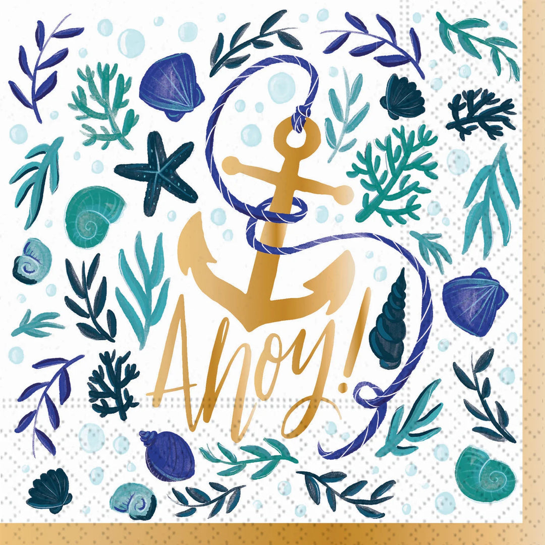 By the Shore-Ahoy Beverage Napkins