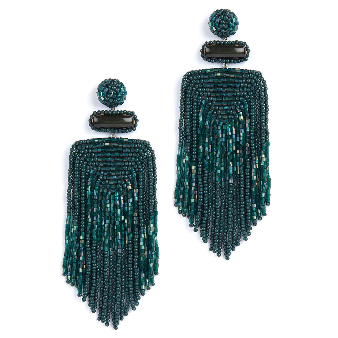 Jody Fringe Earrings - Emerald