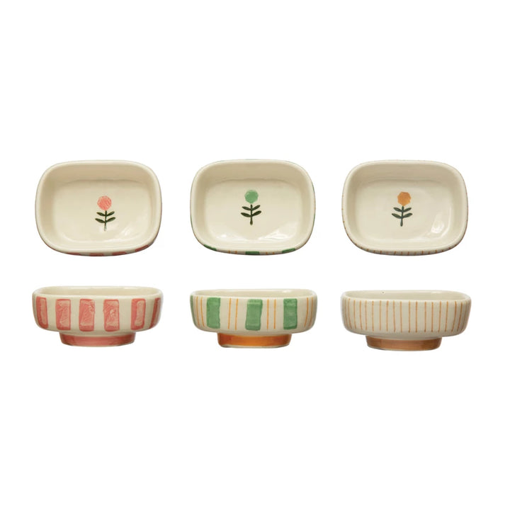 Floral & Stripe Stoneware Dish