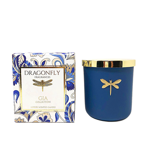 Dragonfly Fragrances Gia Candle - Matte Navy - Currant + Geranium