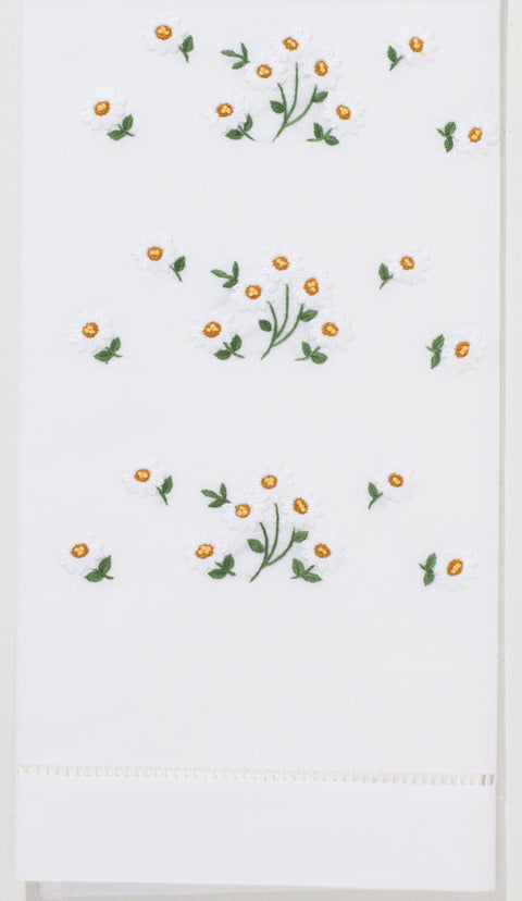 Scattered Daisies Embroidered Hand Towel