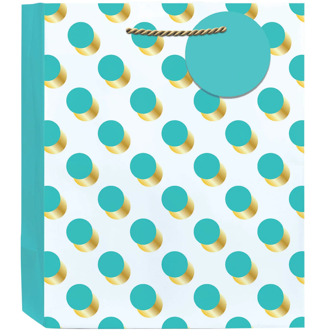 Dot and Stripe-Aqua Medium Gift Bag