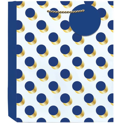 Dot and Stripe-Navy Medium Gift Bag