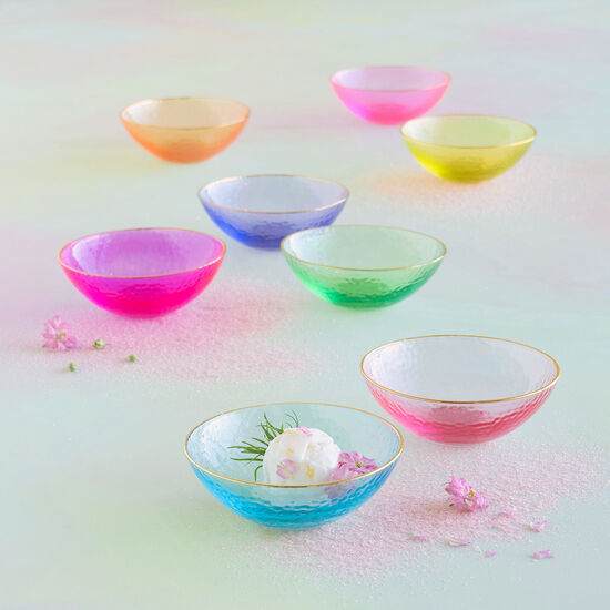 Glitterville Rainbow Glass Dessert Bowl