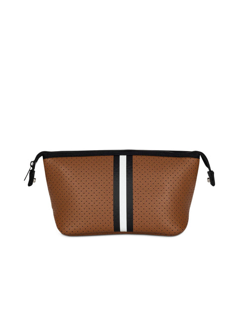 Erin Brown Coated Black/White Stripe Pouch